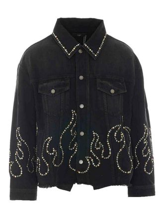 Amiri Studs Flames Trucker Jacket