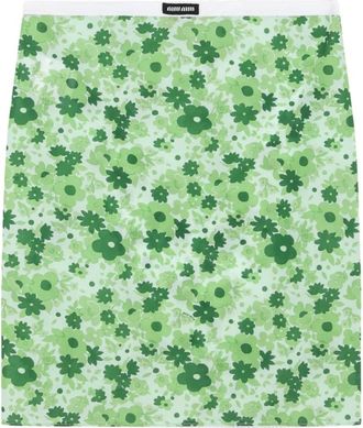 Miu Miu Rokken, Dames, Groen, S, Stretch Stoffen Midi Rok