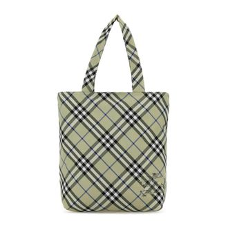 Burberry Tote Bags, male, Multicolor, Size: ONE SIZE Embroidered Canvas Check Shopping Bag