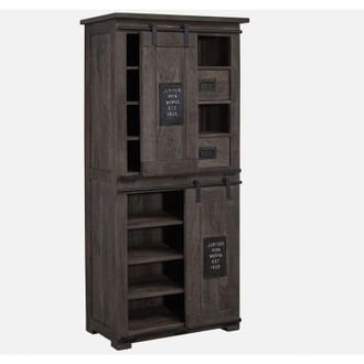 Massivmoebel24 RAILWAY 217 Armadio in legno di mango - laccato / grigio 80x45x175
