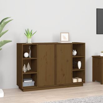 vidaXL Aparador De Madera Maciza De Pino Marr&oacute;n Miel 120x35x80 Cm Vidaxl