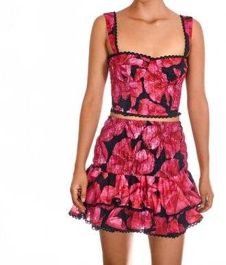 Charo Ruiz Ibiza Pinel Short Mini Skirt In Black Blossom