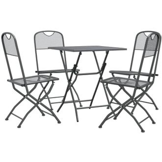 vidaXL Set De Comedor De Jard&iacute;n 5 Pzas Malla Metal Expandido Antracita Vidaxl