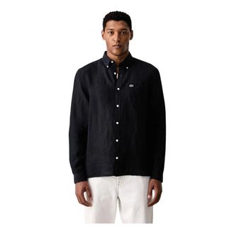 Lacoste Camicia in Lino Regular Fit - - Shirts - Uomo - Blu - M
