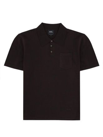 A.P.C. Black Three-Button Chest Pocket Cotton Polo Shirt