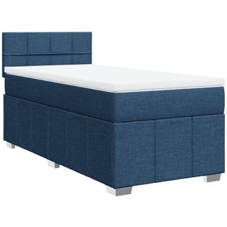 vidaXL Cama Box Spring Con Colch&oacute;n Tela Azul 100x200 Cm Vidaxl