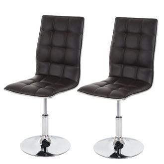 Hhg Hhg - Nunca Usado] Juego De 2 Sillas De Comedor 834, Silla De Cocina, Regulable En Altura, Giratoria, Cuero Sint&eacute;tico Con Certificaci&oacute;n Mvg, Marr&oacute;n