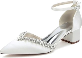 Generic Womens Wedding Party Shoes Bridal Low Heel Formal Prom Pumps Wedding Bridal Shoes 4.5Cm,Ivory,10 UK