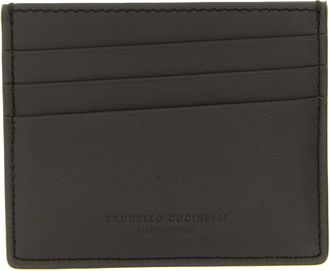 Brunello Cucinelli Embossed Logo Leather Card Case - Black