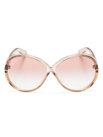 Tom Ford Eyewear Edie zonnebril met oversized montuur - Beige