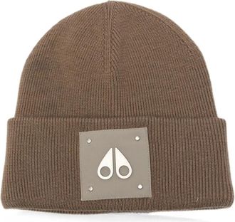 Moose Knuckles Logo Beanie - Heren - Hoeden - Bruin - ONE Size - Wol - Accessoires