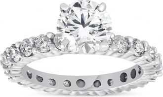Pompeii3 2ct Diamond Eternity Engagement Ring 14K White Gold Size Selectable