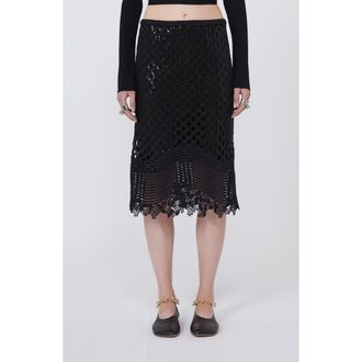 Sportmax Sala Sequin Net Lace Skirt in Black at Nordstrom, Size X-Large
