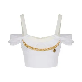 Elisabetta Franchi Sleeveless Tops, female, White, Size: M Top