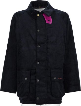 Barbour X Paul Smith Blue Corduroy Magenta Tab Detail Jacket