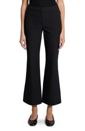 Theory Pintuck Cotton Blend Kick Flare Pants in Black at Nordstrom, Size 00