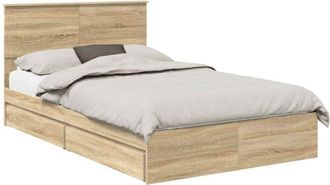 vidaXL Storage Bed with Drawer Sonoma Oak 120 x 190 cm Engineered Wood vidaXL