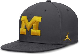 Nike Jordan Mens Michigan Pro Jordan Brand Dri-FIT College Fitted Hat in Grey | JC1106FMWN-RY6