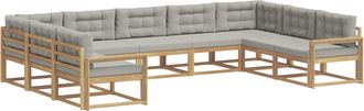 vidaXL Conjunto De Sof&aacute;s De Exterior 9 Uds. Blanco Y Gris Claro Vidaxl