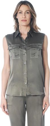 Caliban Camicia senza maniche - Dames - Overhemden - Groen - 2XL - Overhemden