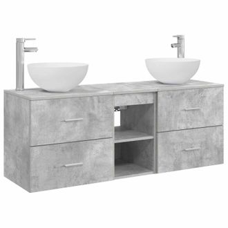 vidaXL Juego De Muebles De Ba&ntilde;o 3 Uds. Gris Hormig&oacute;n 49,5 X 35 X 63 Cm Vidaxl