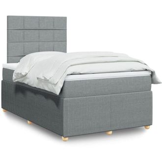 vidaXL Cama Box Spring Con Colch&oacute;n Tela Gris Claro 120x200 Cm