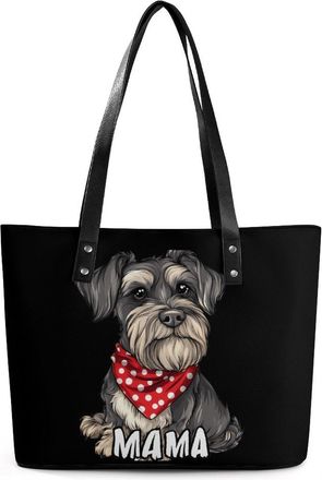 Generic Schnauzer Mom Tote Bags for Women Cute Shoulder Purses Handbags
