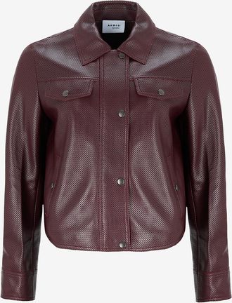 Akris Verkürzte Hemdjacke aus Leder Pin Dot