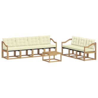 vidaXL Conjunto De Sof&aacute;s De Exterior Con Coj&iacute;n 8 Pcs Blanco Y Crema Vidaxl