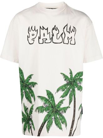 Palm Angels T-shirt met palmprint - Wit