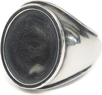 Maison Margiela Anello Minimal con logo 4mm - Argento