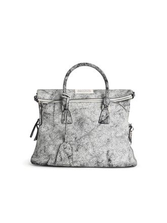 Maison Margiela 5Ac Black And White Cracked Leather Bag