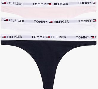 Tommy Hilfiger Womens Tommy Logo Thong 3-Pack - Multi - XL
