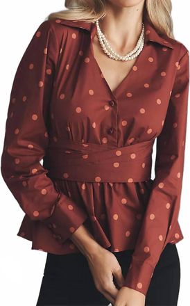 Hutch Barber Polka Dot Top In Wine