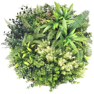 Vente-Unique Vente-unique - Quadro vegetale sintetico rotondo d. 50 cm Cornice Naturale, fogliame Verde - boisi