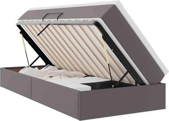 vidaXL Storage Bed with Mattress Grey 90 x 200 cm Faux Leather vidaXL