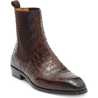 Maison Forte Enzo Croc Embossed Chelsea Boot in Brown at Nordstrom Rack, Size 11.5