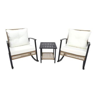 Mobili Rebecca Conjunto de jard&iacute;n con 2 sillas y mesa de aluminio y polirat&aacute;n