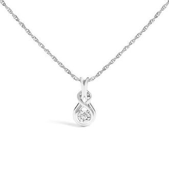 House of Brilliance Silver 1/10 Cttw Lab Grown Diamond Love Knot Solitaire Pendant Necklace in White at Nordstrom