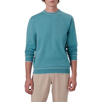 Bugatchi Tipped Cotton Blend Sweater in Peacock at Nordstrom Rack, Size Medium