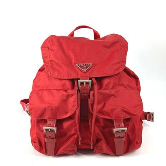 Prada Red Color Nylon Backpack (Pre-Owned)