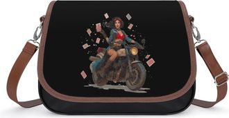 Generic Lucky Girl1 on Motorcyle Poker Fashion Womens Crossbody Bags Novelty Handbag Shoulder Bag Purse