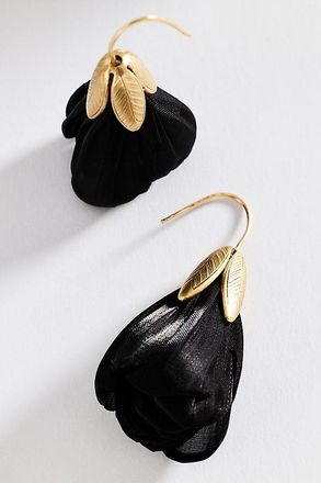 Anthropologie Fabric Flower Drop Earrings