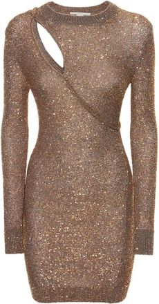 Stella McCartney Nauwsluitende Jurk met Lange Mouwen - Dames - Feestkleedjes - Bruin - 2XS - Polyester - Kleedjes