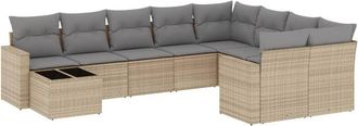 vidaXL Juego De Sof&aacute;s Jard&iacute;n Con Cojines Beige 10 Pzas Rat&aacute;n Sint&eacute;tico Vidaxl