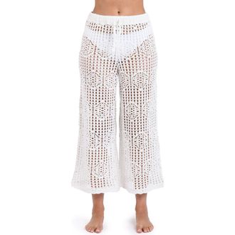 La Blanca Waverly Open Stitch Cotton Crop Cover-Up Pants in Ivory at Nordstrom Rack, Size X-Large