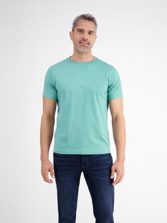 Lerros Rundhalsshirt LERROS, Herren, Gr. XXL, blau (fjord blau), Single Jersey, Obermaterial: 100% Baumwolle, unifarben, regular fit taillenbedeckt, Rundhals