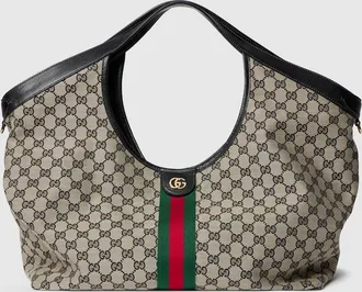 Gucci Giglio Large Tote Bag, Black, GG Canvas