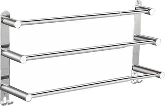 OEM Porte-serviettes - Acero Inoxidable Sus304 - Sin Taladrar Adhesivo - Para Ba&ntilde;o Y Cocina - 43,5 Cm - Triple Barra Con 4 Ganchos