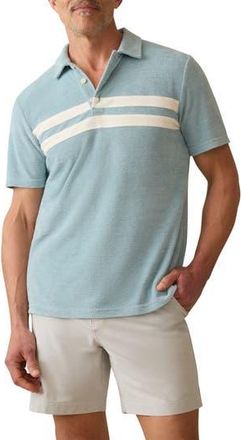Faherty Cabana Surf Stripe Terry Cloth Polo in Patina Pool at Nordstrom Rack, Size Xx-Large